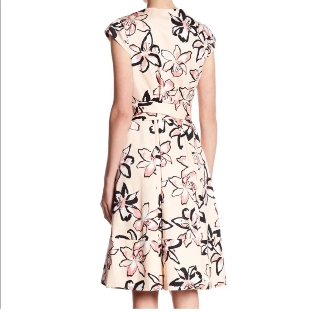 kate spade Cream Floral Wrap Dress with Pink and Black Accents